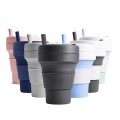 Folding silicone straw cup 350ml
